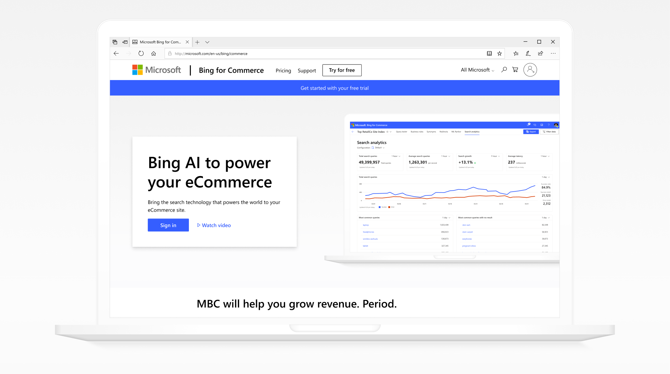 Image of Bing for Commerce Website